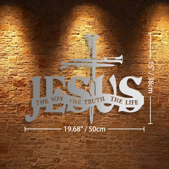 Christianartworkshop Decoración de pared metálica con diseño de Jesús fiel y cruz para el hogar. - 19,68*15"*0,05"/50*38*0,12 cm - Plata - image 31