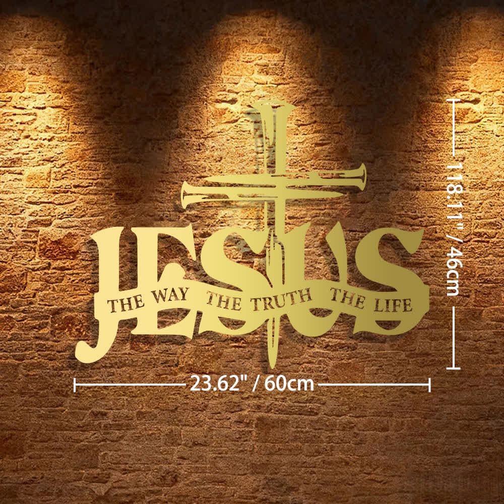 Christianartworkshop Decoración de pared metálica con diseño de Jesús fiel y cruz para el hogar. - image 22