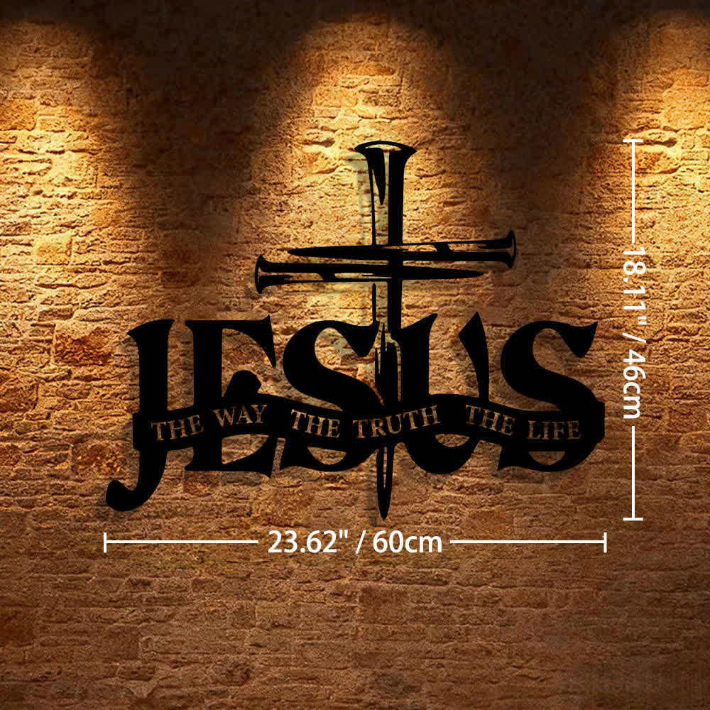 Christianartworkshop Decoración de pared metálica con diseño de Jesús fiel y cruz para el hogar. - image 11