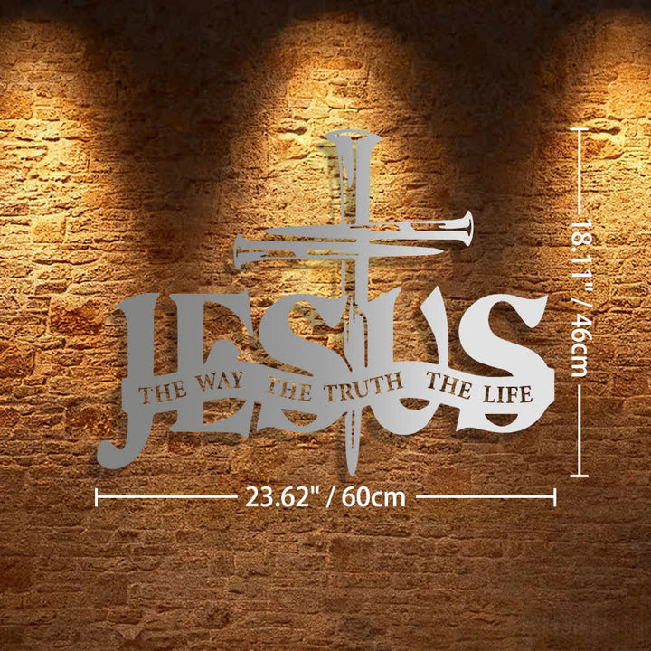 Christianartworkshop Decoración de pared metálica con diseño de Jesús fiel y cruz para el hogar. - image 32