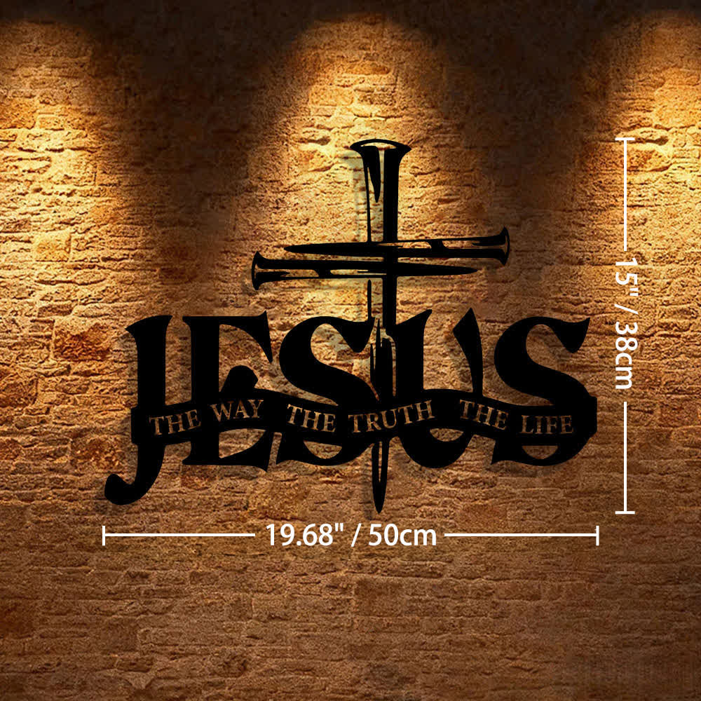 Christianartworkshop Decoración de pared metálica con diseño de Jesús fiel y cruz para el hogar. - 19,68*15"*0,05"/50*38*0,12 cm - Negro - image 10