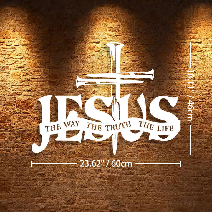 Christianartworkshop Decoración de pared metálica con diseño de Jesús fiel y cruz para el hogar. - image 40