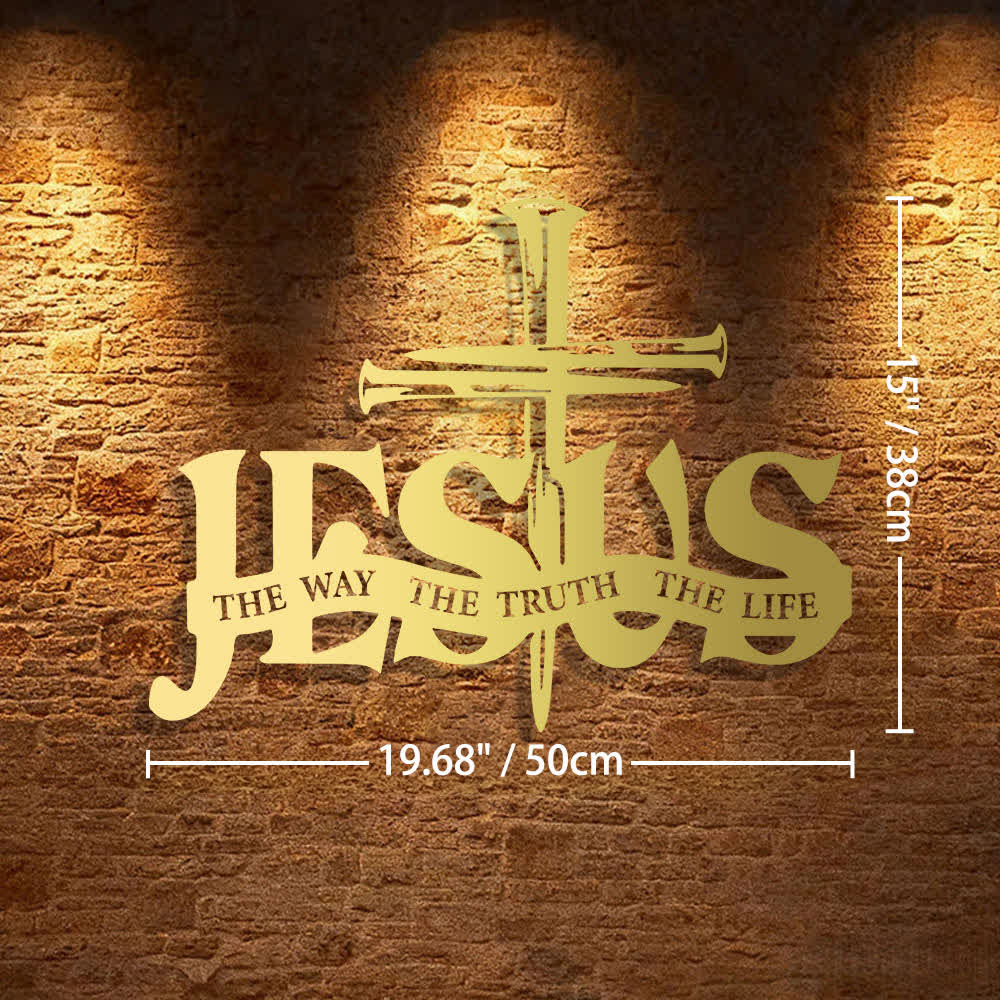 Christianartworkshop Decoración de pared metálica con diseño de Jesús fiel y cruz para el hogar. - 19,68*15"*0,05"/50*38*0,12 cm - Dorado - image 21