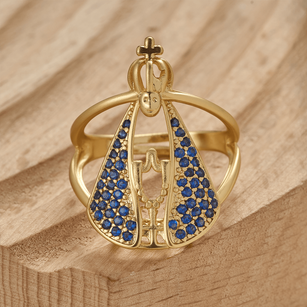 Christianartworkshop Anillo devocional de Nuestra Señora de Guadalupe: Emblema de la Gracia y la Protección Divina de Nuestra Señora. - Adecuado para tallas estadounidenses 6-9 - image 0