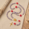 Christianartworkshop Rosario floral morado Spring Grace con rosa rosa y cruz - Nuestra Señora y la Cruz - image 0
