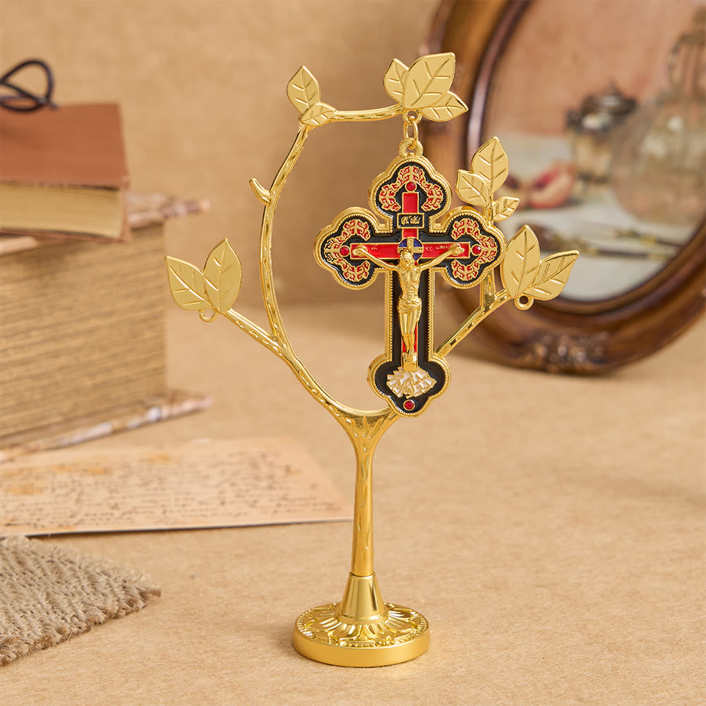 Christianartworkshop Árbol de la Vida para Escritorio con Colgante de Crucifijo: Un Emblema de Devoción y Renovación - Crucifijo del Árbol de la Vida - image 0