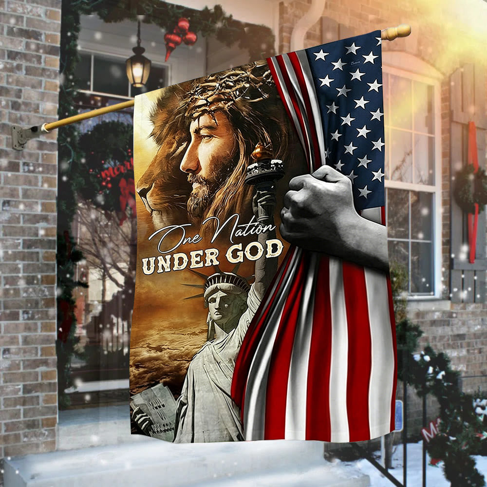 Christianartworkshop Una nación bajo Dios, Jesús, León, Bandera de jardín de la libertad: Un símbolo de fe y patriotismo - image 1