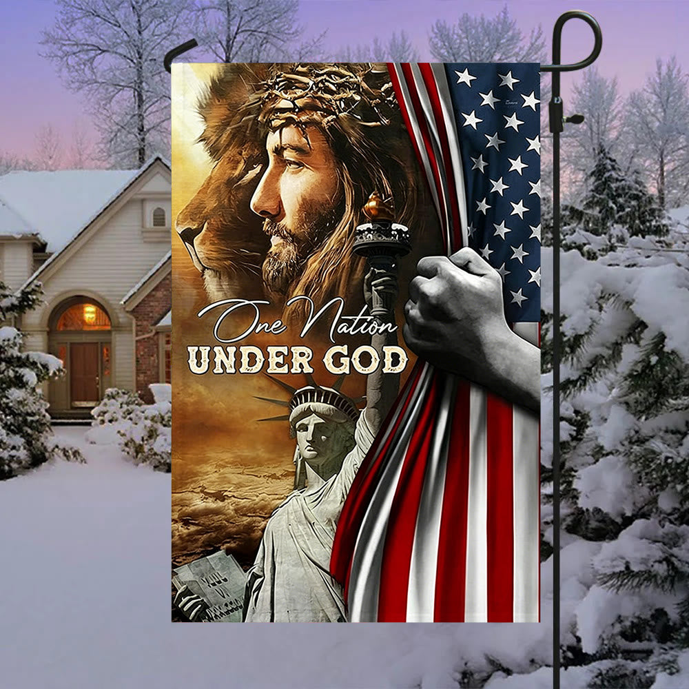 Christianartworkshop Una nación bajo Dios, Jesús, León, Bandera de jardín de la libertad: Un símbolo de fe y patriotismo - image 2