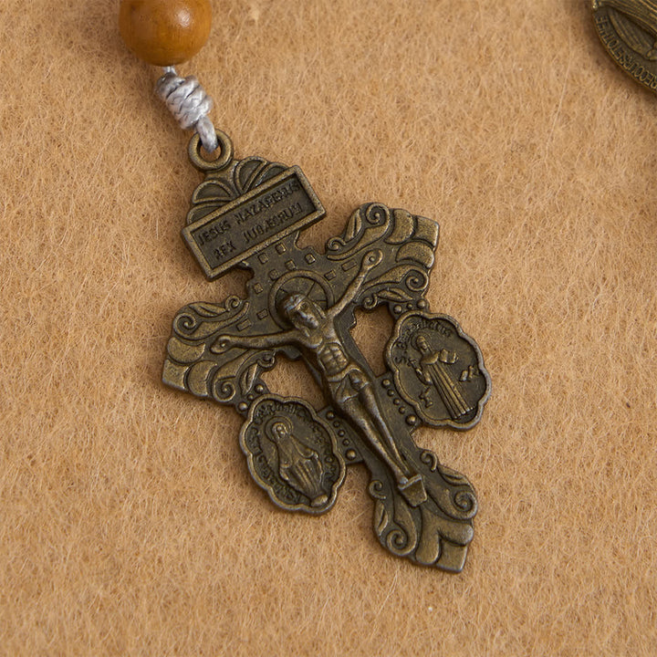 Christianartworkshop Rosario de madera de arce púrpura intenso y madera de durazno con medalla milagrosa para la guardia pacífica - image 7