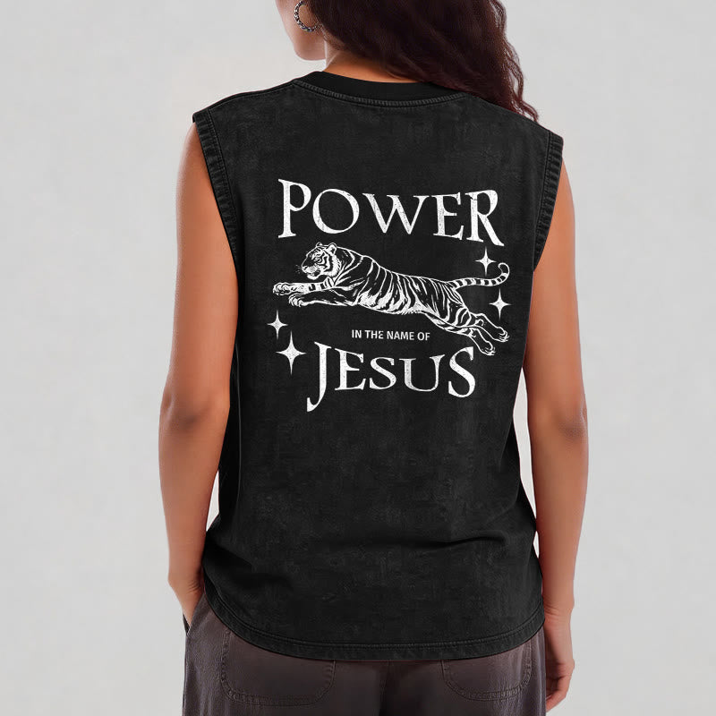 Christianartworkshop Camiseta sin mangas con estampado de tigre "Poder en el nombre de Jesús" - image 2