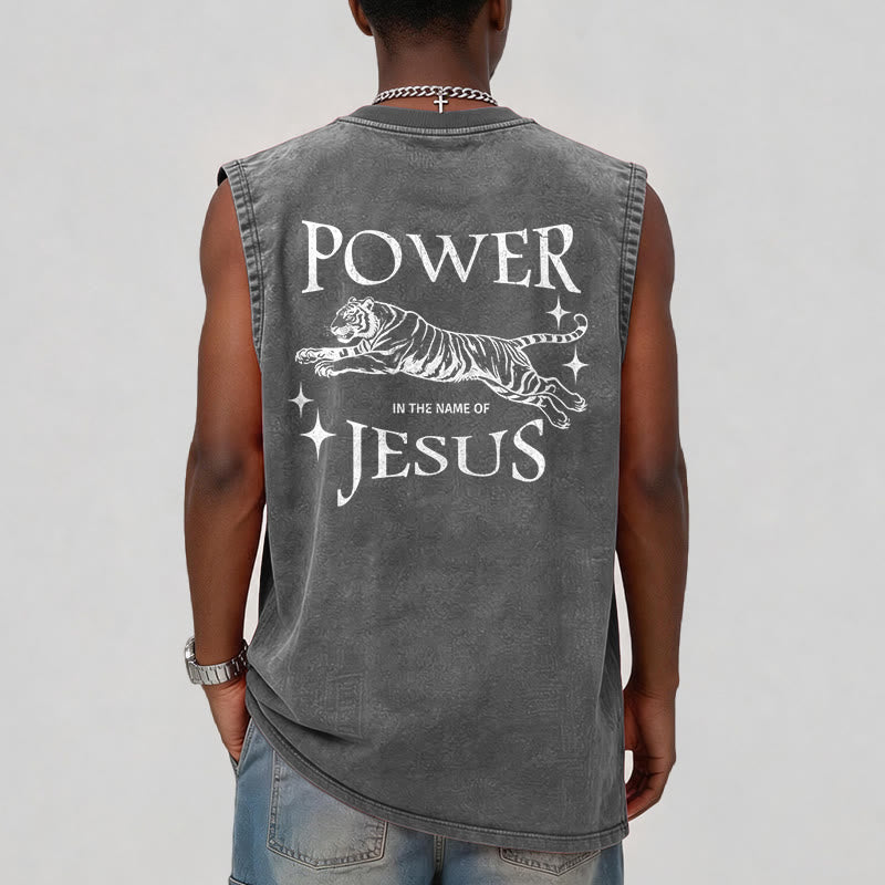 Christianartworkshop Camiseta sin mangas con estampado de tigre "Poder en el nombre de Jesús" - image 15