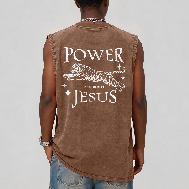 Christianartworkshop Camiseta sin mangas con estampado de tigre "Poder en el nombre de Jesús" - image 22