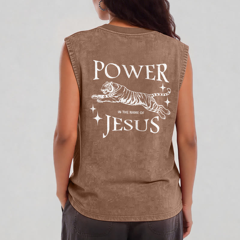 Christianartworkshop Camiseta sin mangas con estampado de tigre "Poder en el nombre de Jesús" - image 23