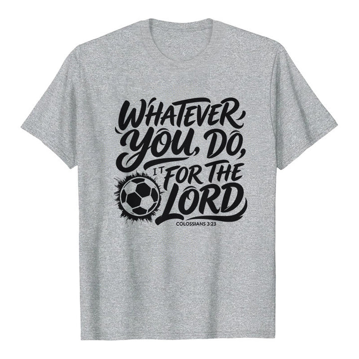 Christianartworkshop Hagas lo que hagas, hazlo por el Señor. Camiseta premium con versículo de fútbol. - Gris - 2XL - image 7