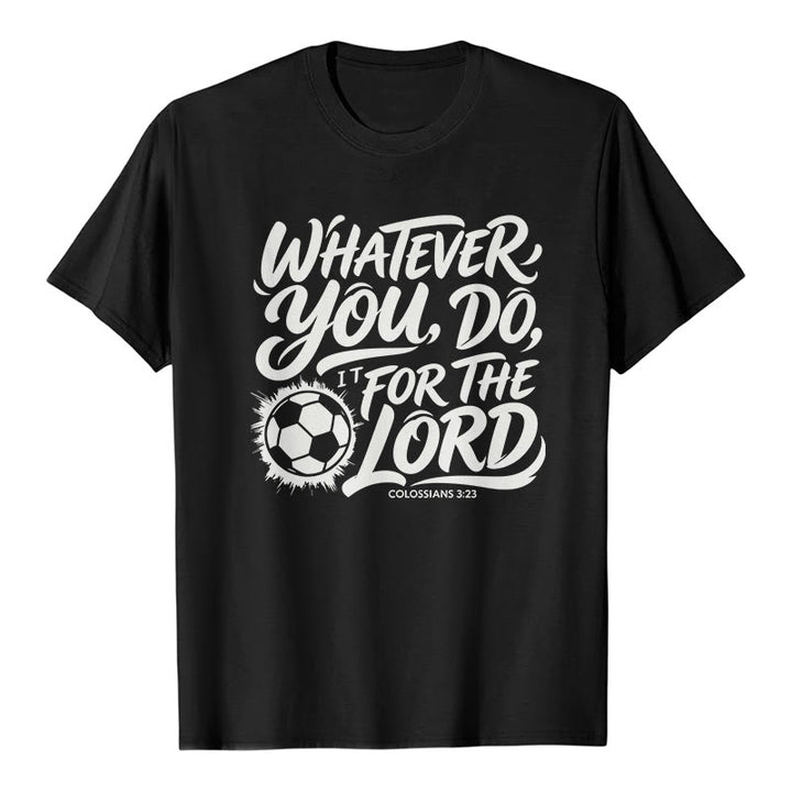 Christianartworkshop Hagas lo que hagas, hazlo por el Señor. Camiseta premium con versículo de fútbol. - Negro - 2XL - image 8