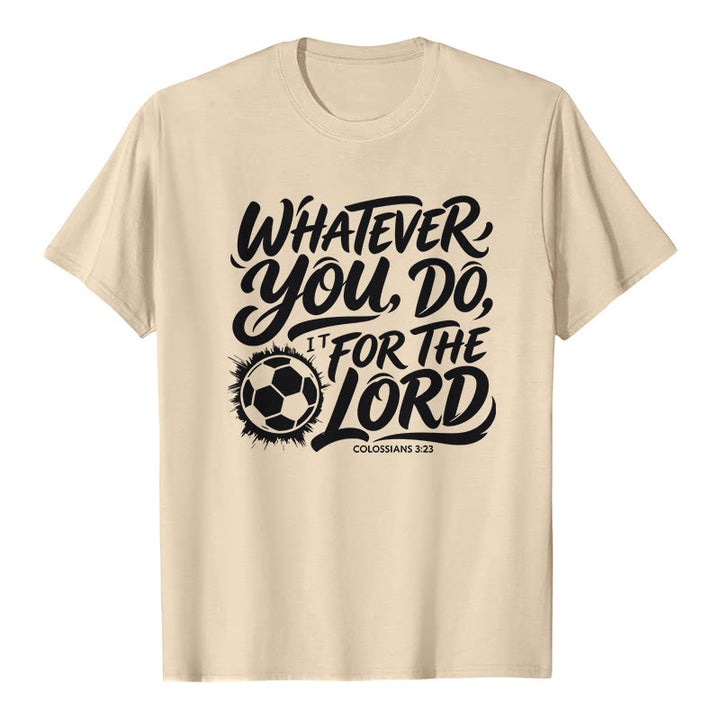 Christianartworkshop Hagas lo que hagas, hazlo por el Señor. Camiseta premium con versículo de fútbol. - Beige - 2XL - image 6