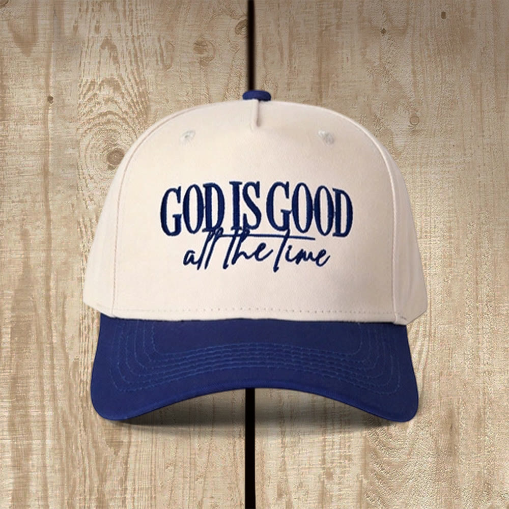 Christianartworkshop Gorra de béisbol informal con el bordado "Dios es bueno todo el tiempo" - Marina de guerra - image 1