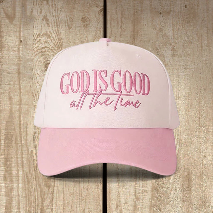 Christianartworkshop Gorra de béisbol informal con el bordado "Dios es bueno todo el tiempo" - Rosa - image 0
