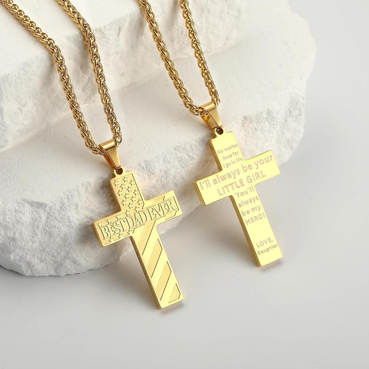 Christianartworkshop Collar con cruz patriótica "Siempre serás mi héroe": Un regalo sentimental para papá de parte de su hijo, hija y hermano, emblema de unión familiar y fe. - image 8