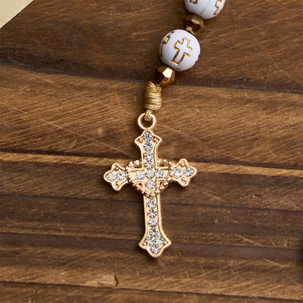 Christianartworkshop Rosario de bolsillo con cruz blanca: Medalla brillante de Nuestra Señora para la fe pura. - image 5