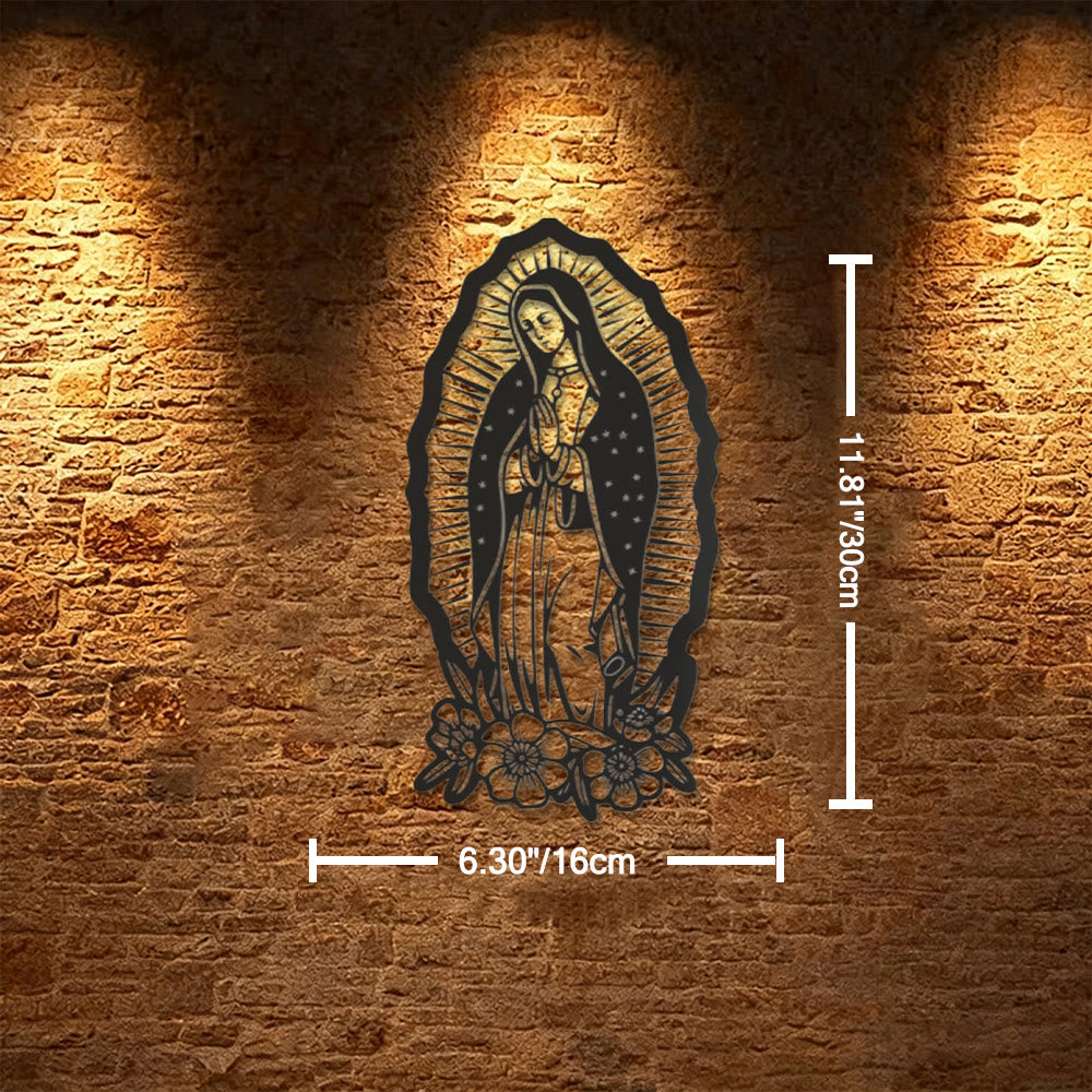 Christianartworkshop Decoración de pared metálica de Nuestra Señora de Guadalupe: un símbolo de fe y gracia divina. - 6,30"*11,81''*0,04''/16cm*30cm*0,1cm - image 4