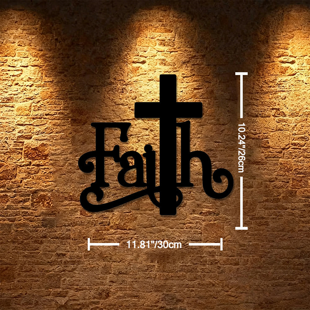 Christianartworkshop Decoración de pared metálica con cruz y palabra "Fe Moderna": Un poderoso símbolo de fe. - 10,24"*11,81''*0,04''/26cm*30cm*0,1cm - image 7