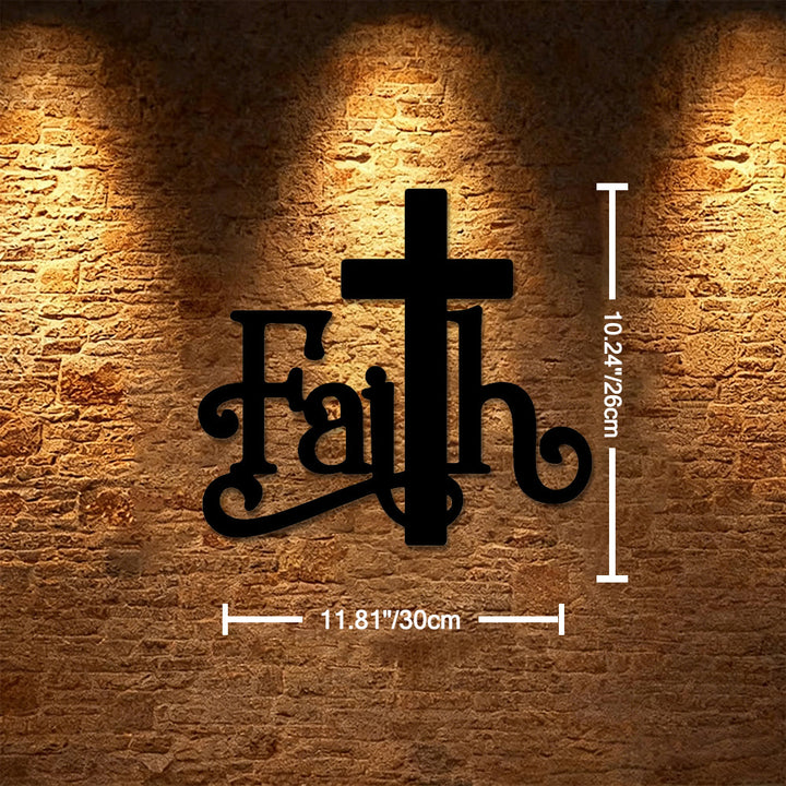 Christianartworkshop Decoración de pared metálica con cruz y palabra "Fe Moderna": Un poderoso símbolo de fe. - 10,24"*11,81''*0,04''/26cm*30cm*0,1cm - image 7