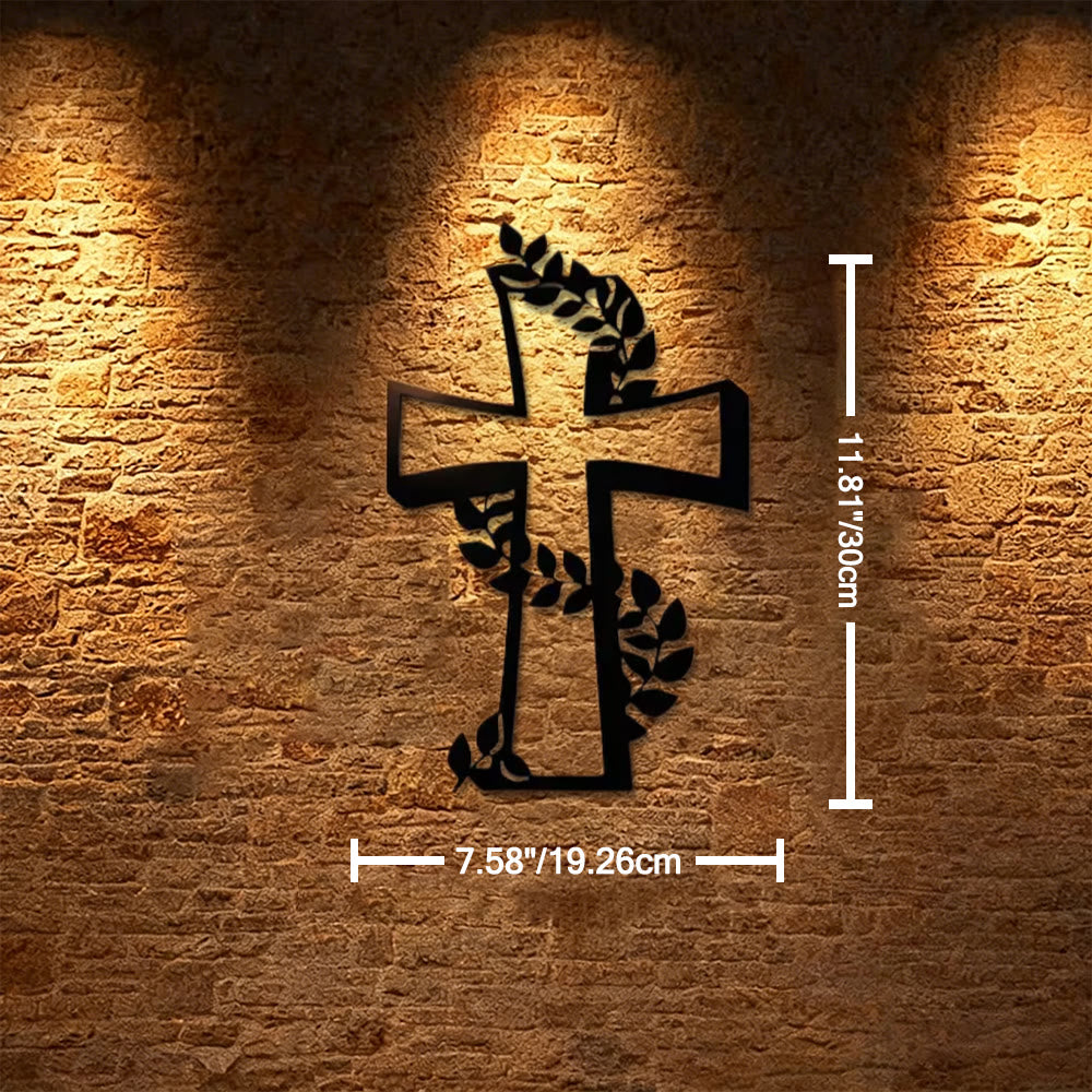 Christianartworkshop Decoración de pared metálica con cruz moderna y enredadera frondosa: una poderosa declaración de fe creciente. - 7,58"*11,81''*0,04''/19,26cm*30cm*0,1cm - image 4