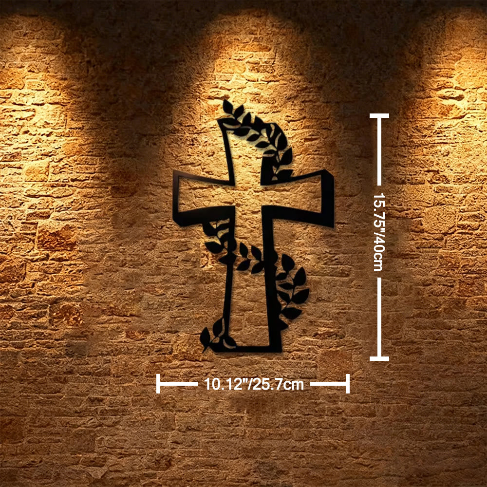 Christianartworkshop Decoración de pared metálica con cruz moderna y enredadera frondosa: una poderosa declaración de fe creciente. - 10,12''*15,75''*0,04''/25,7cm*40cm*0,1cm - image 5