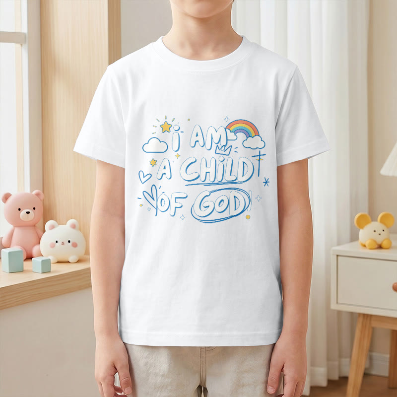 Christianartworkshop Camiseta infantil con diseño de nube y cruz y la frase "Soy un hijo de Dios". - image 14