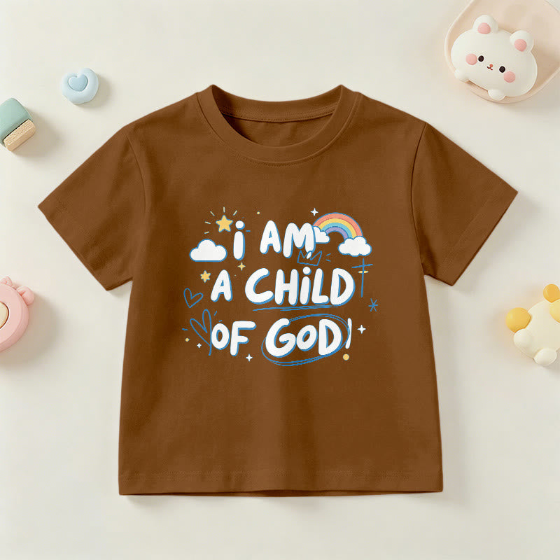 Christianartworkshop Camiseta infantil con diseño de nube y cruz y la frase "Soy un hijo de Dios". - Marrón - EE. UU./Reino Unido/Australia 14, UE 170 - image 15