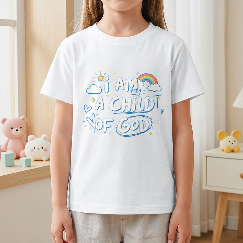 Christianartworkshop Camiseta infantil con diseño de nube y cruz y la frase "Soy un hijo de Dios". - image 13