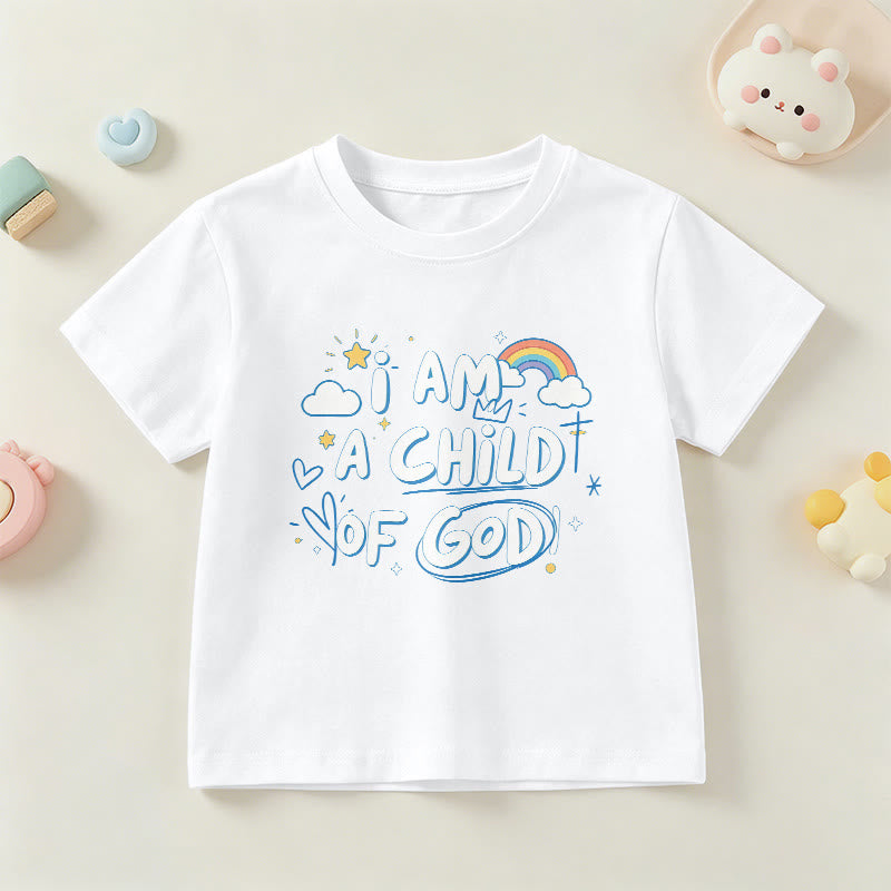 Christianartworkshop Camiseta infantil con diseño de nube y cruz y la frase "Soy un hijo de Dios". - Blanco - EE. UU./Reino Unido/Australia 14, UE 170 - image 12