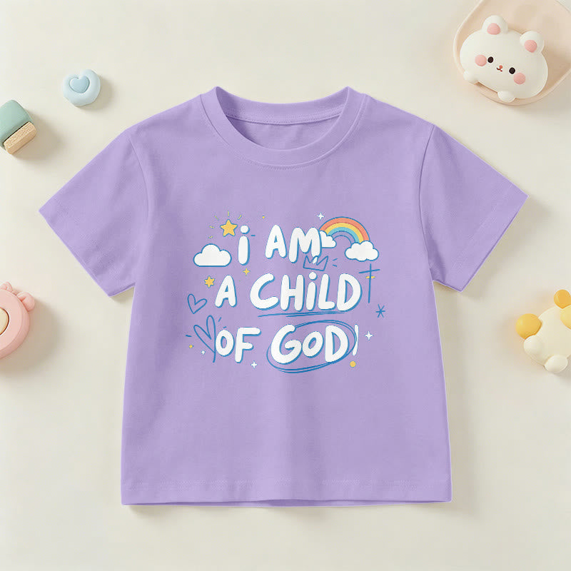 Christianartworkshop Camiseta infantil con diseño de nube y cruz y la frase "Soy un hijo de Dios". - Púrpura - EE. UU./Reino Unido/Australia 14, UE 170 - image 0