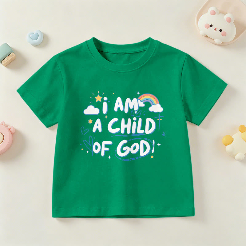 Christianartworkshop Camiseta infantil con diseño de nube y cruz y la frase "Soy un hijo de Dios". - Verde - EE. UU./Reino Unido/Australia 14, UE 170 - image 9