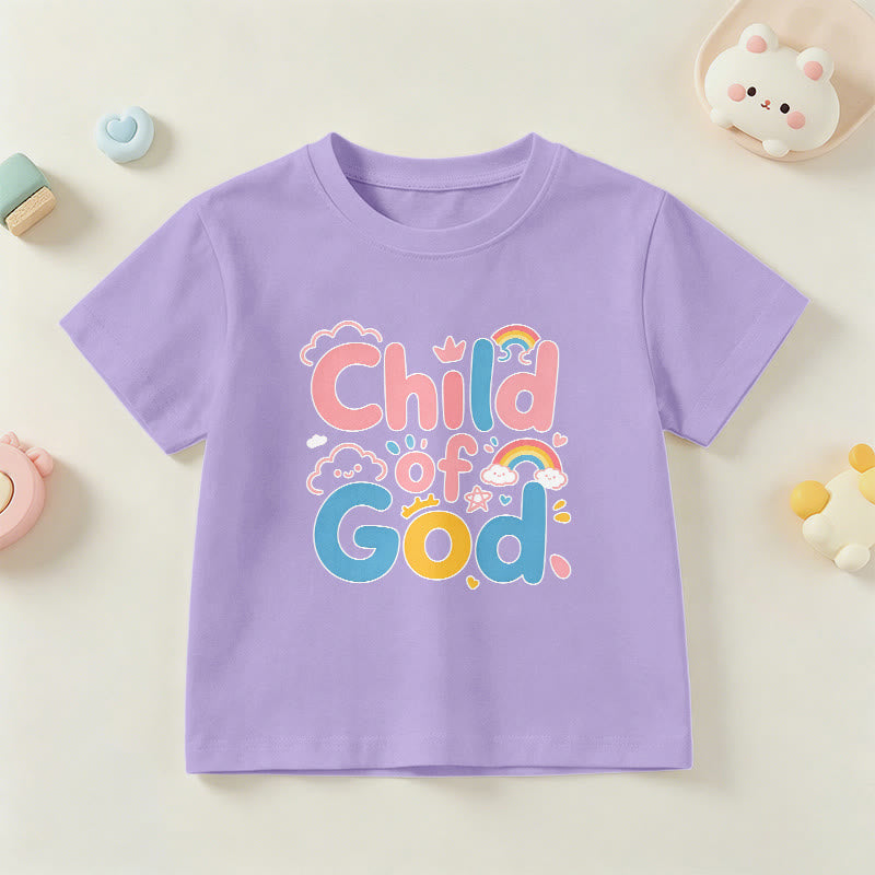 Christianartworkshop Camiseta infantil con diseño inspirador de un niño de Dios y detalles de arcoíris. - Púrpura - EE. UU./Reino Unido/Australia 14, UE 170 - image 3