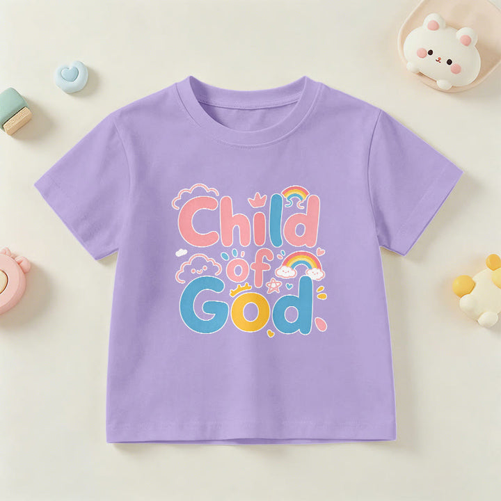 Christianartworkshop Camiseta infantil con diseño inspirador de un niño de Dios y detalles de arcoíris. - Púrpura - EE. UU./Reino Unido/Australia 14, UE 170 - image 3
