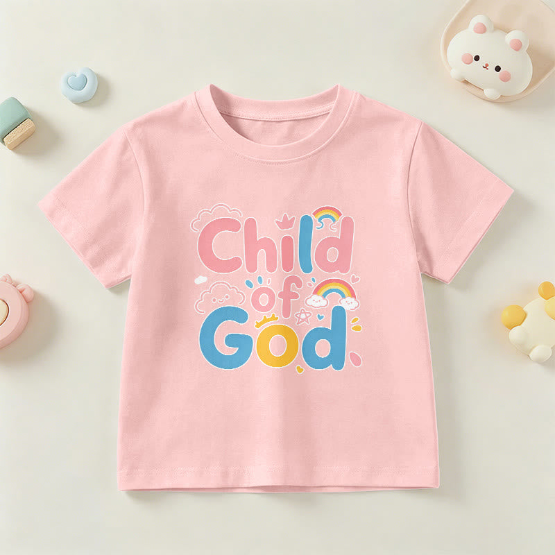 Christianartworkshop Camiseta infantil con diseño inspirador de un niño de Dios y detalles de arcoíris. - Rosa - EE. UU./Reino Unido/Australia 14, UE 170 - image 9