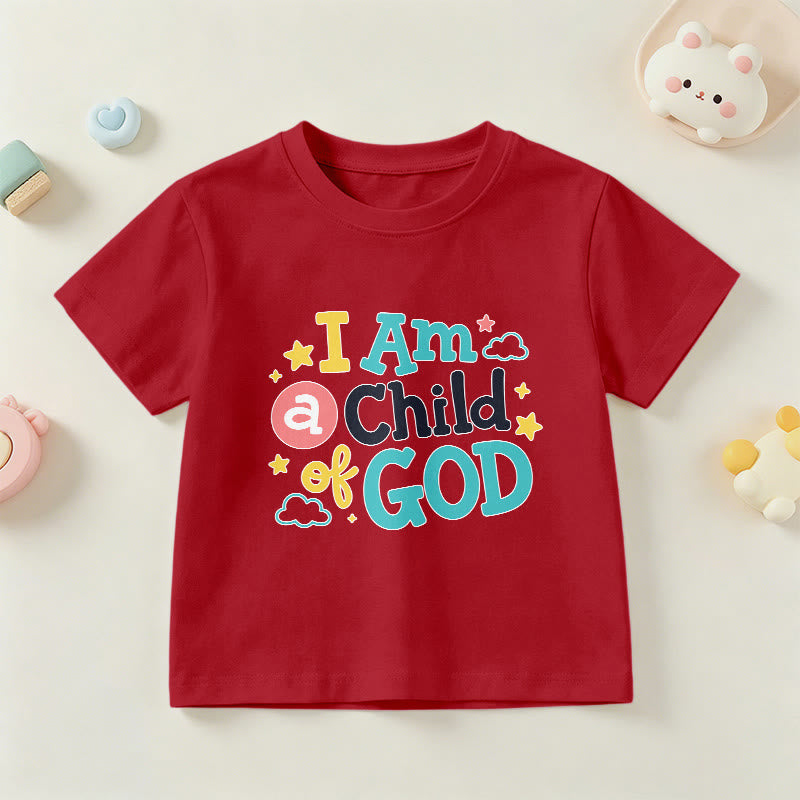 Christianartworkshop Camiseta infantil con diseño devocional de nube y estrella: Soy un hijo de Dios. - Rojo - EE. UU./Reino Unido/Australia 14, UE 170 - image 0