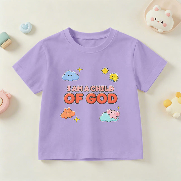 Christianartworkshop Camiseta infantil con diseño caprichoso de nube sonriente y sol: "Soy un hijo de Dios". - Púrpura - EE. UU./Reino Unido/Australia 14, UE 170 - image 6