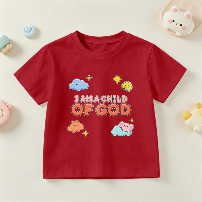 Christianartworkshop Camiseta infantil con diseño caprichoso de nube sonriente y sol: "Soy un hijo de Dios". - Rojo - EE. UU./Reino Unido/Australia 14, UE 170 - image 9