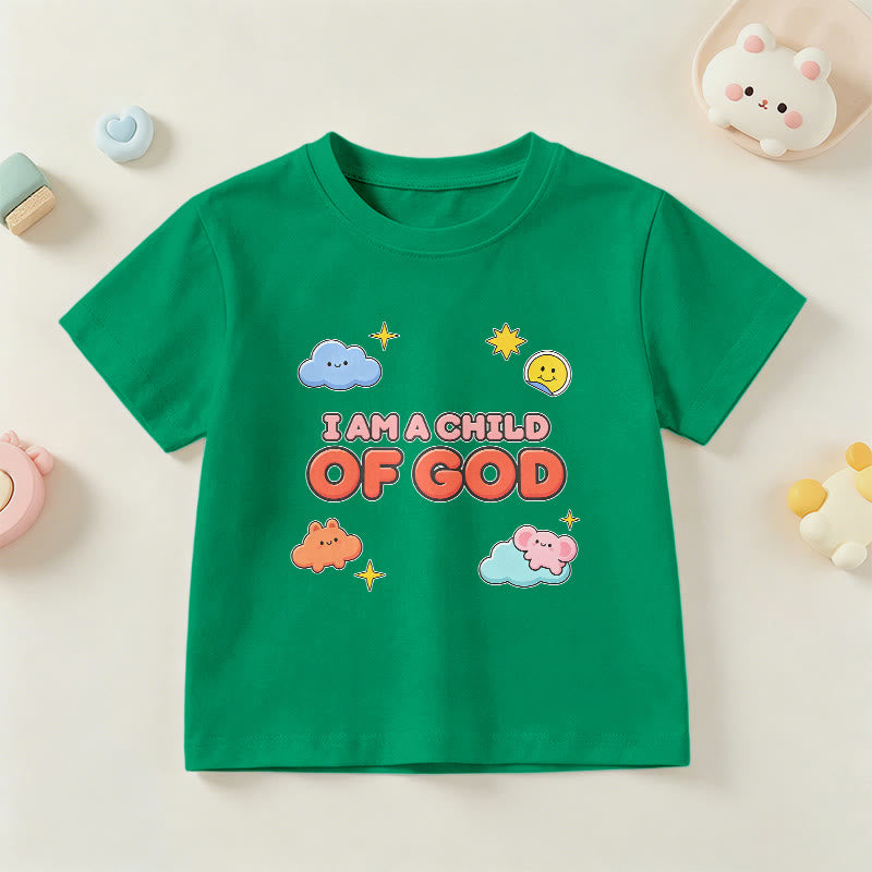 Christianartworkshop Camiseta infantil con diseño caprichoso de nube sonriente y sol: "Soy un hijo de Dios". - Verde - EE. UU./Reino Unido/Australia 14, UE 170 - image 15