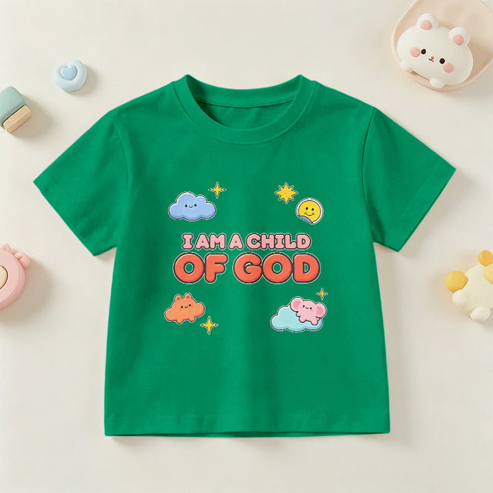 Christianartworkshop Camiseta infantil con diseño caprichoso de nube sonriente y sol: "Soy un hijo de Dios". - Verde - EE. UU./Reino Unido/Australia 14, UE 170 - image 15