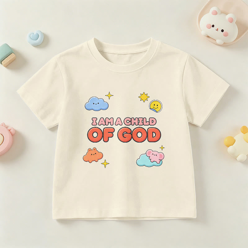 Christianartworkshop Camiseta infantil con diseño caprichoso de nube sonriente y sol: "Soy un hijo de Dios". - Beige - EE. UU./Reino Unido/Australia 14, UE 170 - image 21