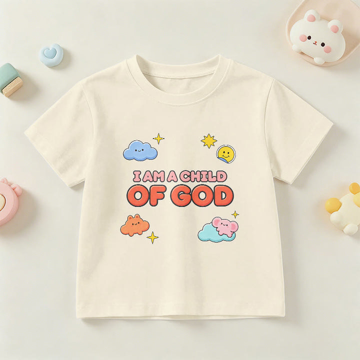Christianartworkshop Camiseta infantil con diseño caprichoso de nube sonriente y sol: "Soy un hijo de Dios". - Beige - EE. UU./Reino Unido/Australia 14, UE 170 - image 21