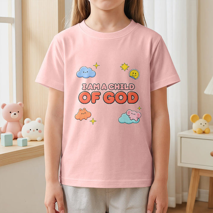 Christianartworkshop Camiseta infantil con diseño caprichoso de nube sonriente y sol: "Soy un hijo de Dios". - image 14