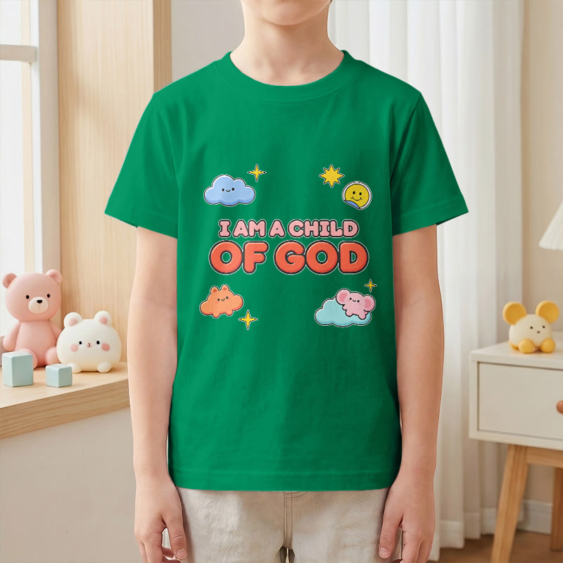 Christianartworkshop Camiseta infantil con diseño caprichoso de nube sonriente y sol: "Soy un hijo de Dios". - image 16