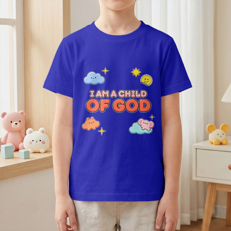 Christianartworkshop Camiseta infantil con diseño caprichoso de nube sonriente y sol: "Soy un hijo de Dios". - image 4