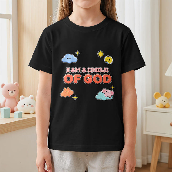 Christianartworkshop Camiseta infantil con diseño caprichoso de nube sonriente y sol: "Soy un hijo de Dios". - image 26