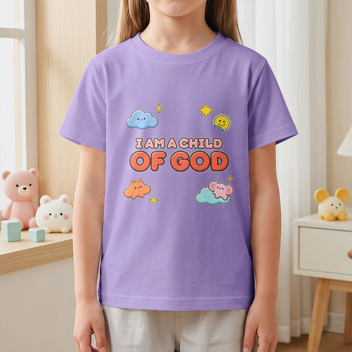 Christianartworkshop Camiseta infantil con diseño caprichoso de nube sonriente y sol: "Soy un hijo de Dios". - image 8